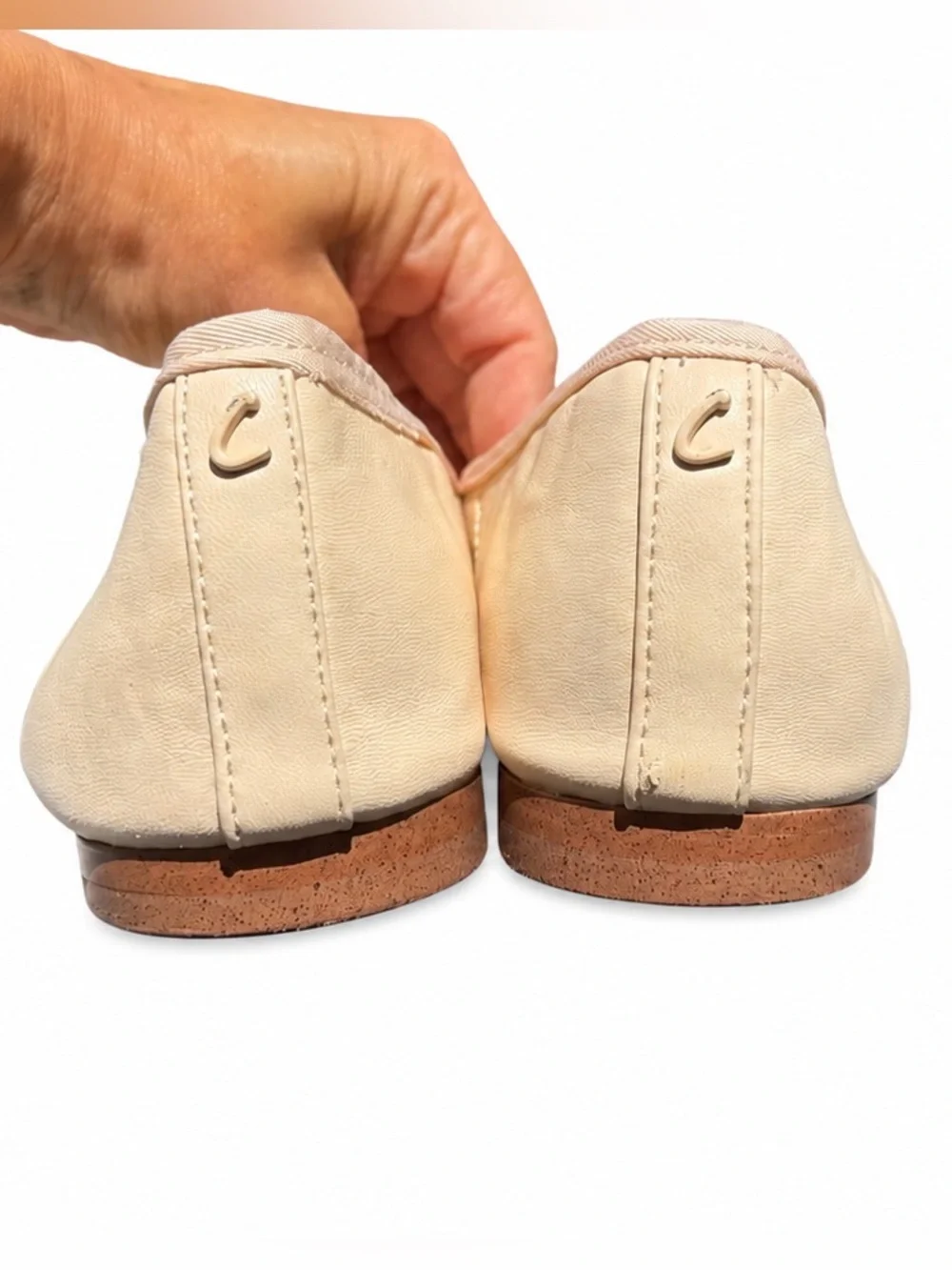Circus by Sam Edelman Beige Cream Square Toe Ballet Flats with Bow Size 10 - Picture 4 of 11